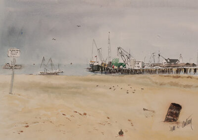 Santa Barbara pier watercolor