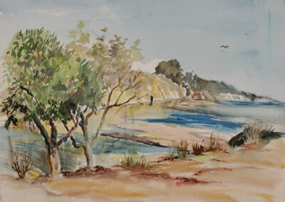 Santa Barbara watercolor beach scene